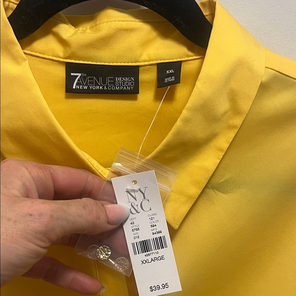 New York & Company Yellow Button Down Shirt - Picture 5 of 7
